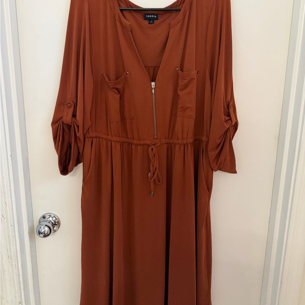Torrid Women's Long Sleeve Rust Dress